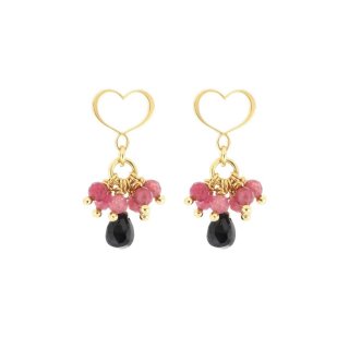 Maman Et Sophie - Orecchini Cuore Frange - Tormalina Rosa