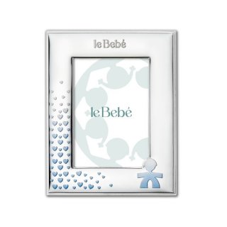 Le Bebé - Cornice Sagoma Bimbo - Cuori Smaltati Argento