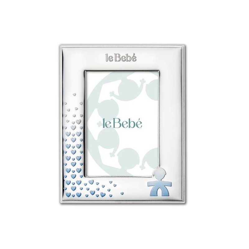 Le Bebé - Cornice Sagoma Bimbo - Cuori Smaltati Argento