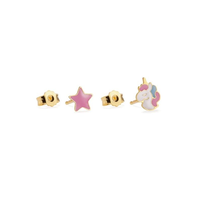 Le Bebe' - Orecchini Toys - Oro Giallo - Unicorno E Stellina