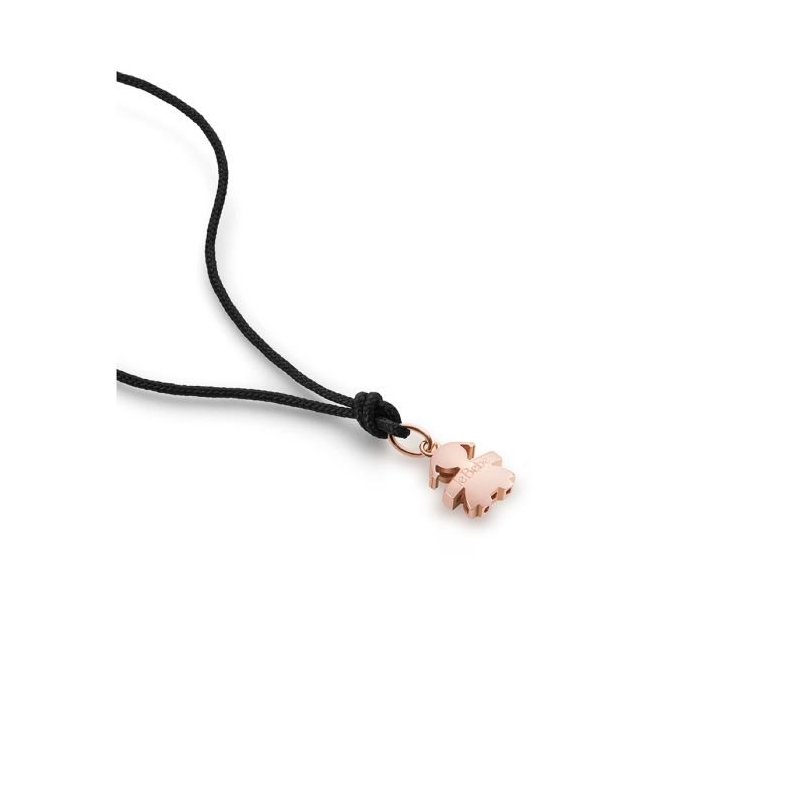 Le Bebe' - Ciondolo Bimba - Oro Rosa 18Kt - Cordino Nero