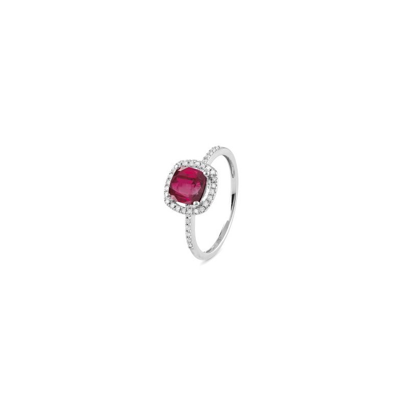 Bliss - Anello Oro Bianco - Rubino E Diamanti