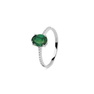 Bliss - Anello Oro Bianco - Smeraldo E Diamanti