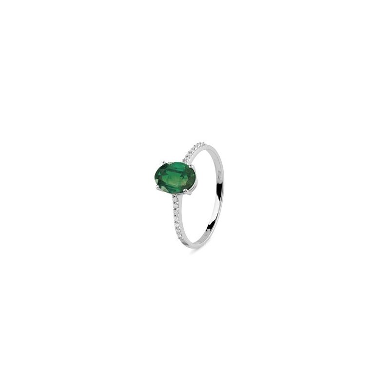 Bliss - Anello Oro Bianco - Smeraldo E Diamanti