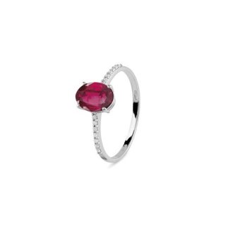 Bliss - Anello In Oro Bianco - Rubino E Diamanti