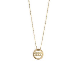 Bliss - Collana Segno Acquario - Oro Giallo 9Kt - Diamante