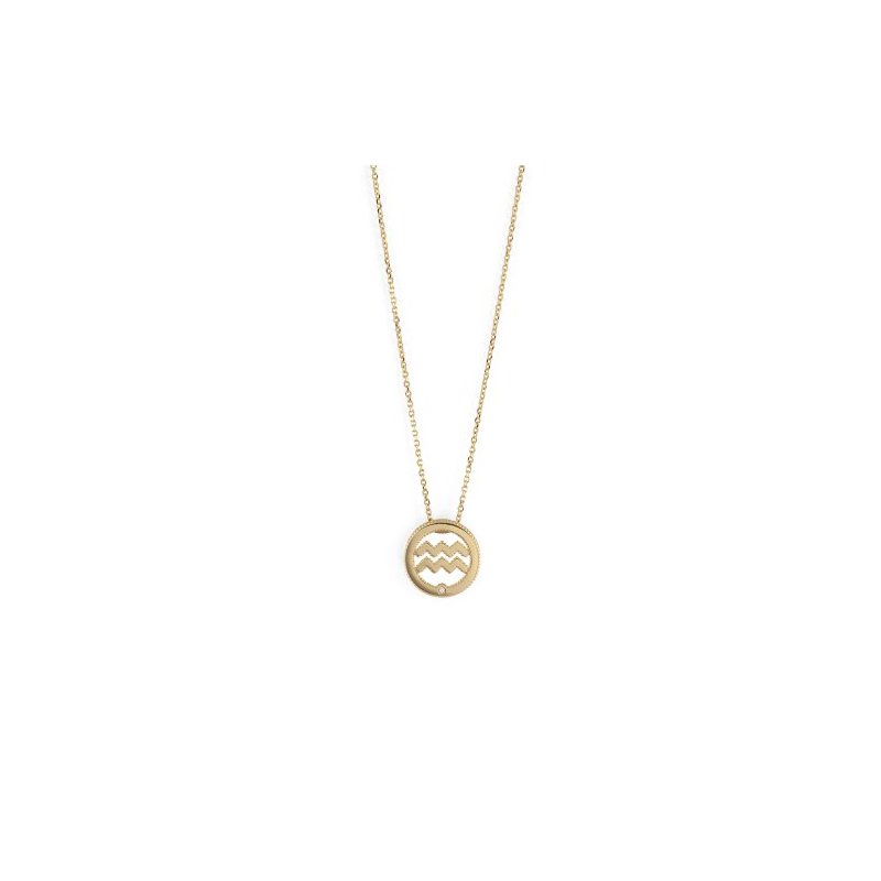 Bliss - Collana Segno Acquario - Oro Giallo 9Kt - Diamante