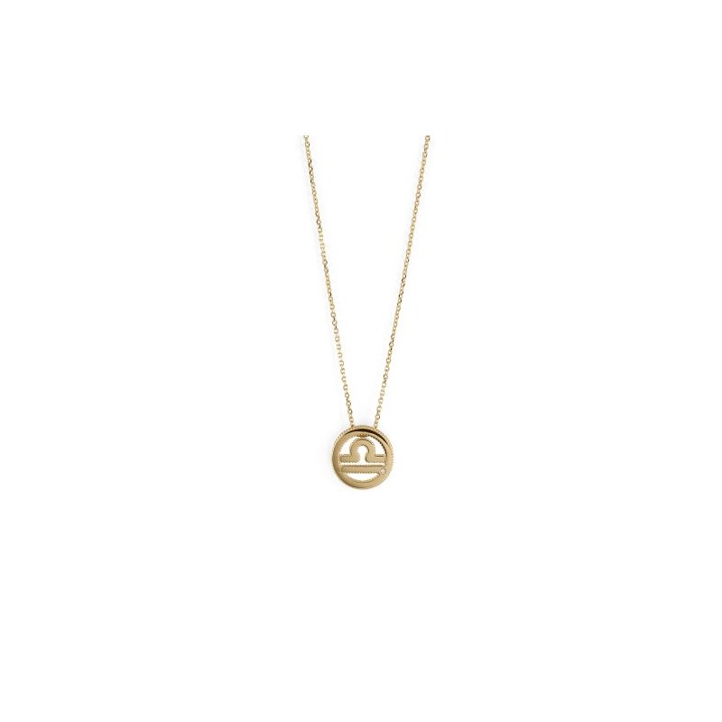 Bliss - Collana Segno Bilancia - Oro Giallo 9Kt - Diamante