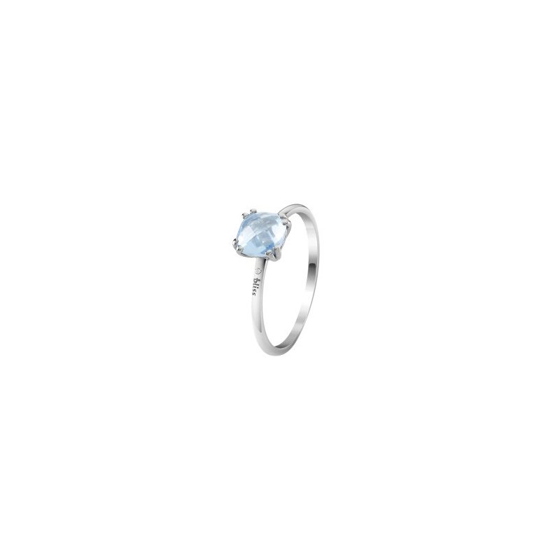 Bliss - Anello Oro Bianco 9Kt - Diamante E Topazio