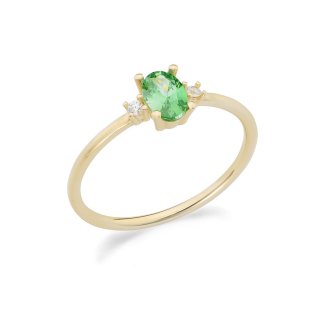 Ambrosia - Anello Oro Giallo - Zirconi Bianchi E Verde