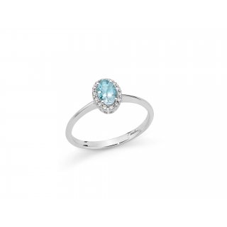 Miluna - Anello Acquamarina E Diamanti - Oro Bianco