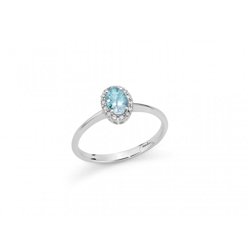 Miluna - Anello Acquamarina E Diamanti - Oro Bianco