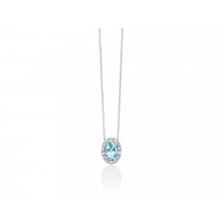 Miluna - Collana Acquamarina Ovale - Oro Bianco E Diamanti