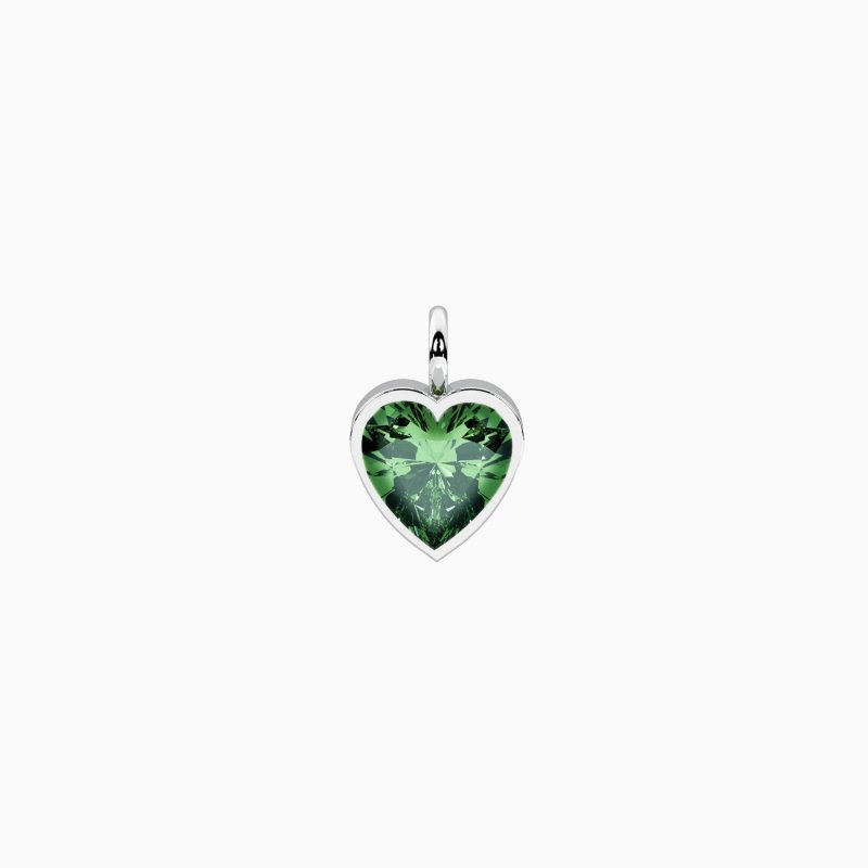 Kidult - Ciondolo Cuore - Cristallo Verde - Acciaio