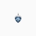 Kidult - Ciondolo Cuore - Cristallo Azzurro - Acciaio