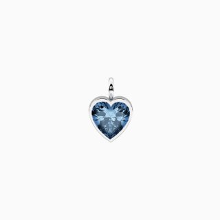 Kidult - Ciondolo Cuore - Cristallo Azzurro - Acciaio