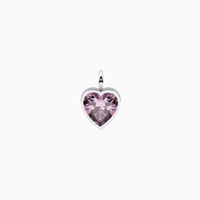 Kidult - Ciondolo Cuore - Cristallo Rosa - Acciaio