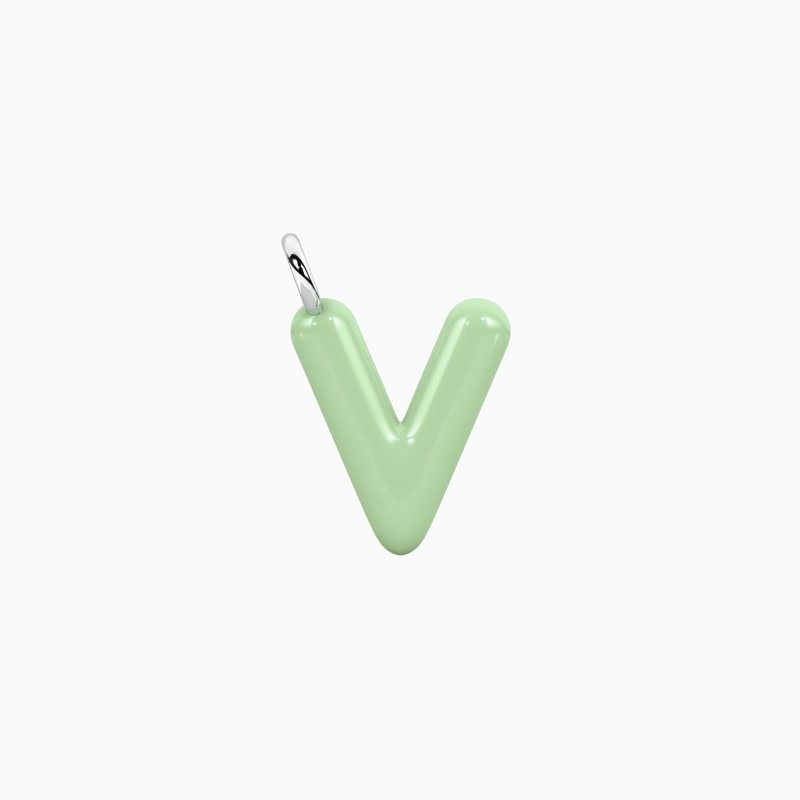 Kidult - Ciondolo Lettera V - Acciaio Smaltato Verde
