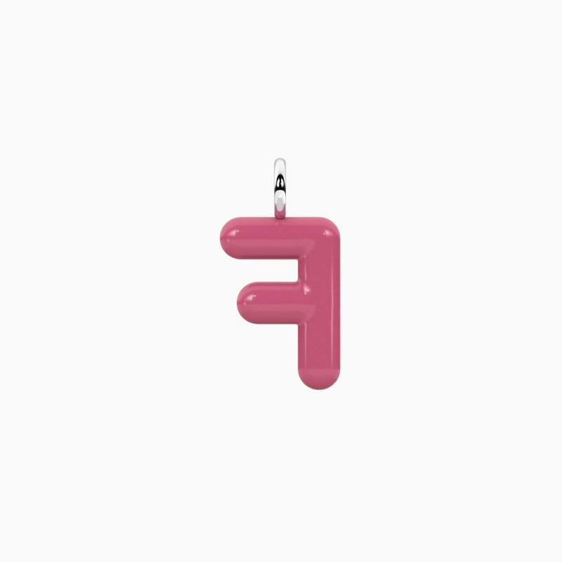 Kidult - Ciondolo Lettera F - Acciaio Smaltato Rosa