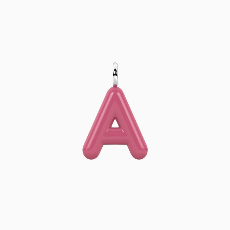 Kidult - Ciondolo Lettera A - Acciaio Smaltato Rosa