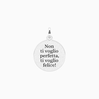 Kidult - Ciondolo Tondo - Acciaio Satinato - Cristallo