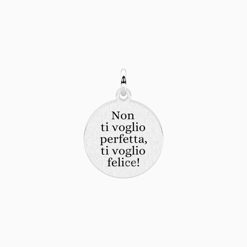 Kidult - Ciondolo Tondo - Acciaio Satinato - Cristallo