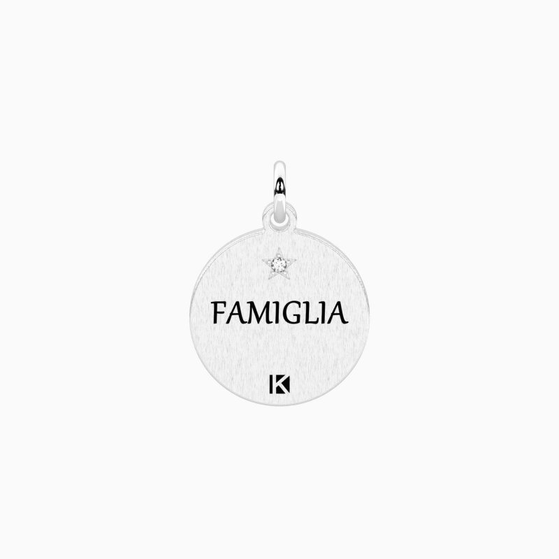 Kidult - Ciondolo Tondo Famiglia - Acciaio E Cristalli