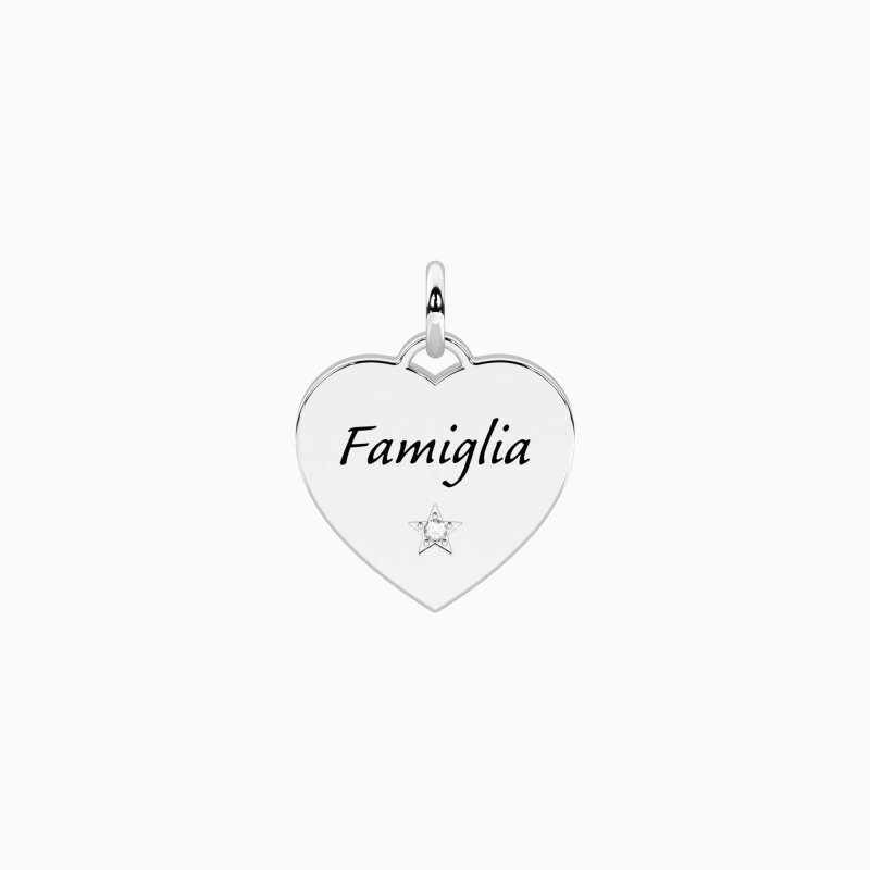 Kidult - Ciondolo Cuore Famiglia - Acciaio Satinato
