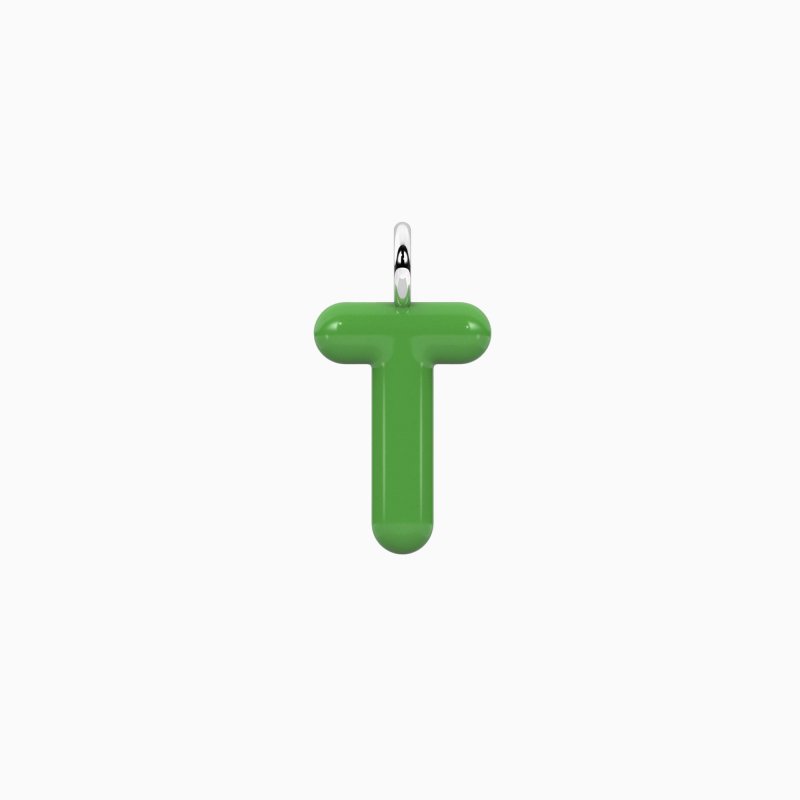 Kidult - Ciondolo Lettera T - Acciaio Smaltato Verde