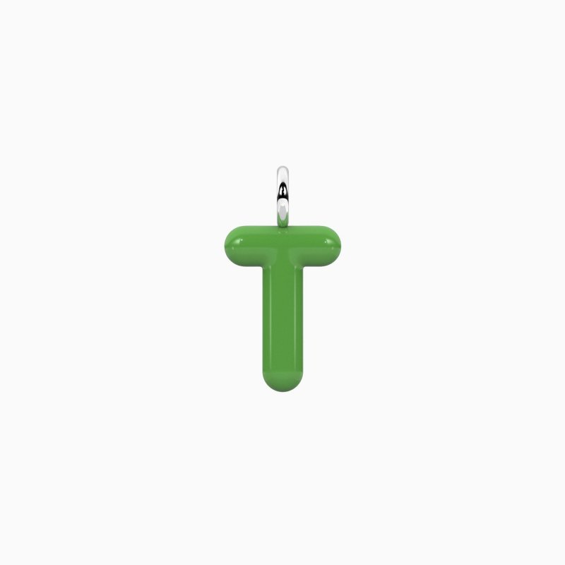 Kidult - Ciondolo Lettera T - Acciaio Smaltato Verde
