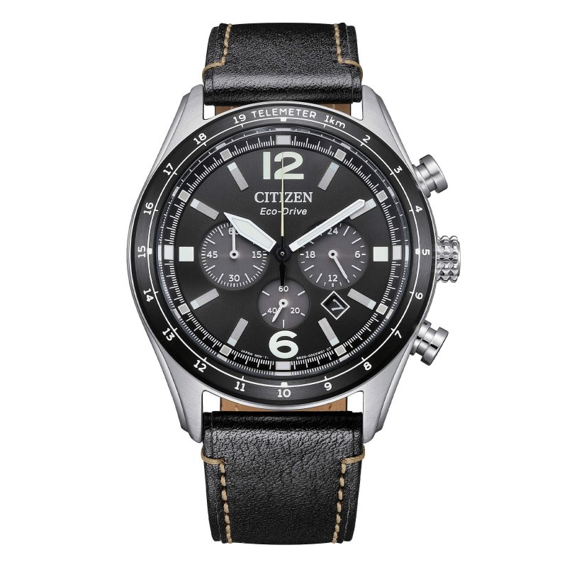 Citizen Aviator Crono - Eco Drive - Acciaio - Pelle