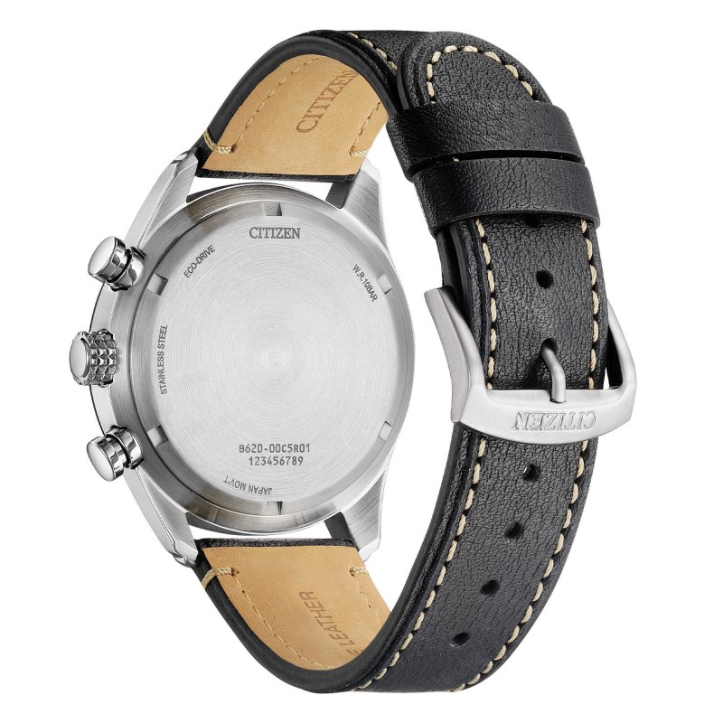 Citizen Aviator Crono - Eco Drive - Acciaio - Pelle