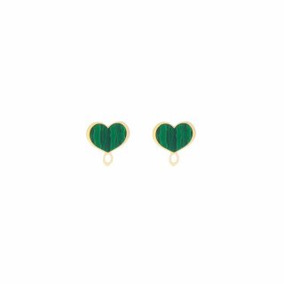 Maman Et Sophie - Coppia Orecchini Cuore - Oro 18Kt - Malachite