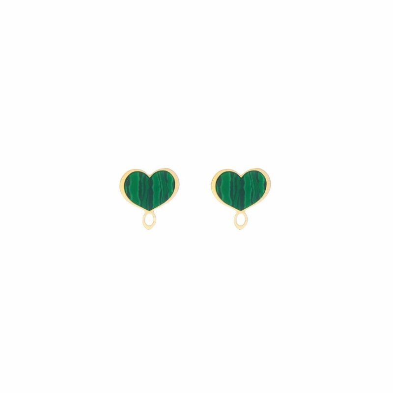 Maman Et Sophie - Coppia Orecchini Cuore - Oro 18Kt - Malachite