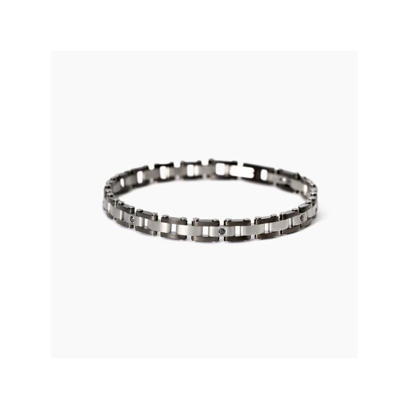 2 Jewels - Bracciale In Acciaio - Uomo - Cristalli Neri
