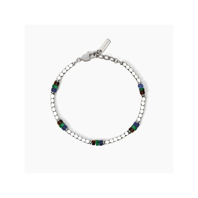 2 Jewels - Bracciale Uomo - Acciaio 316L - Pietre Multicolor