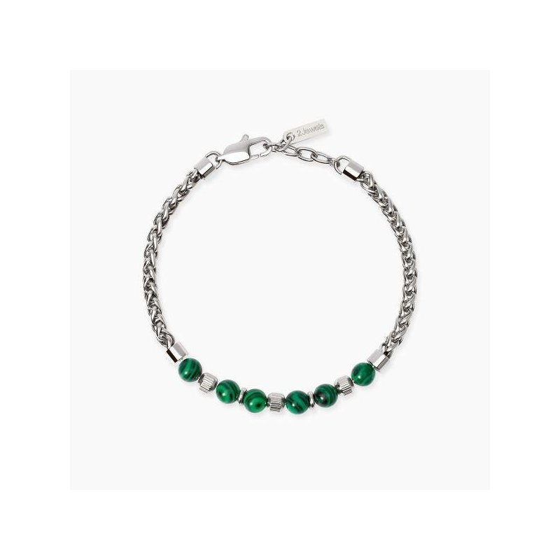 2 Jewels - Bracciale Uomo - Acciaio 316L - Malachite