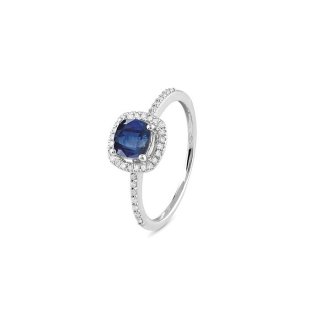 Bliss - Anello In Oro Bianco - Diamante/Zaffiro