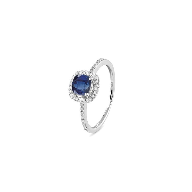 Bliss - Anello In Oro Bianco - Diamante/Zaffiro