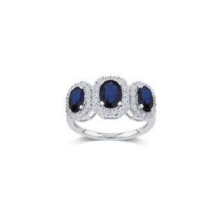 Bliss - Anello In Oro Bianco - Diamante/Zaffiro