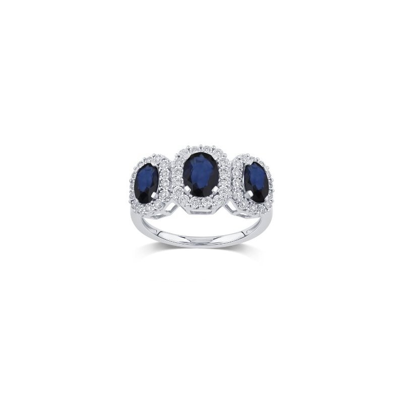 Bliss - Anello In Oro Bianco - Diamante/Zaffiro