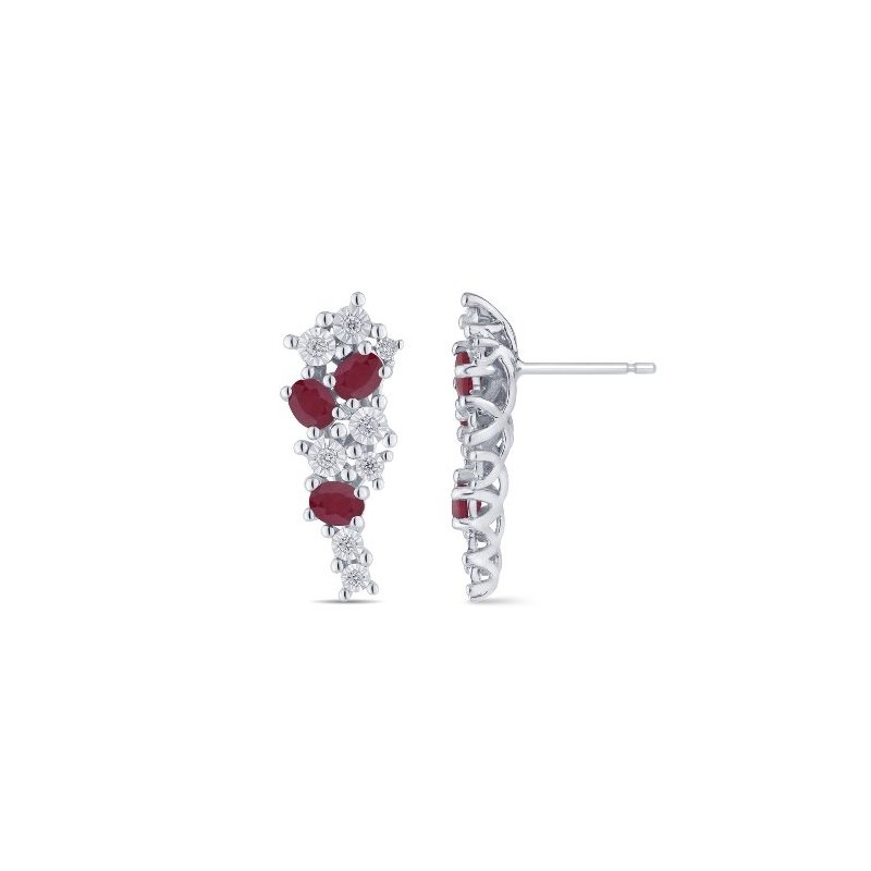 Bliss - Orecchini Oro Bianco - Diamante E Rubino