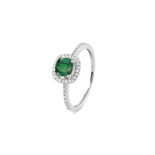 Bliss - Anello Oro Bianco - Diamante/Smeraldo