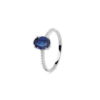 Bliss - Anello In Oro Bianco - Diamante/Zaffiro