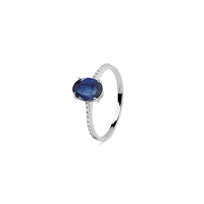 Bliss - Anello In Oro Bianco - Diamante/Zaffiro