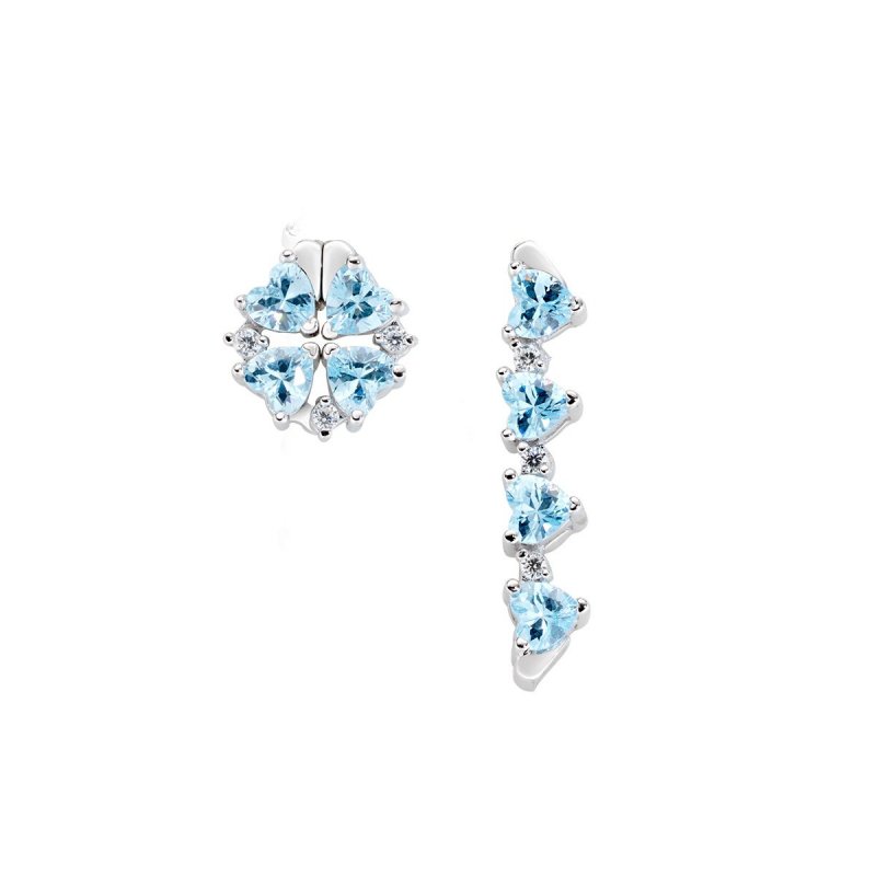Amen - Orecchini Quadricuore - Zirconi Acquamarina - Donna