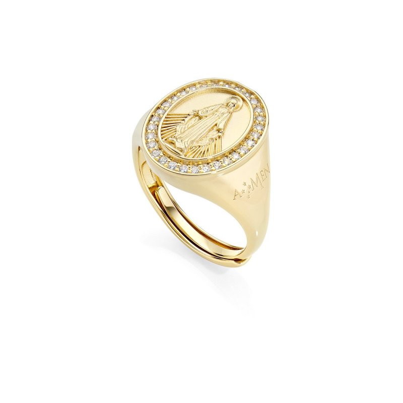 Amen - Anello Miracolosa - Zirconi Bianchi - Dorato