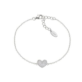 Amen - Bracciale Con Mini Cuore Pavé - Donna - Argento