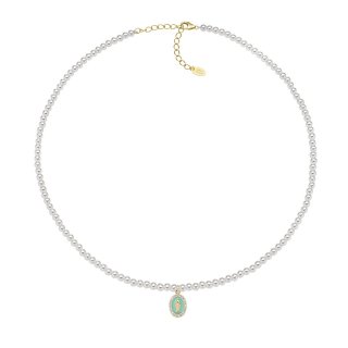 Amen - Collana Di Perle - Medaglia Miracolosa - Dorata