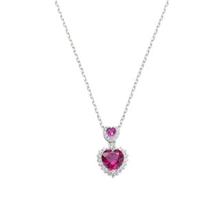 Amen - Collana Con Due Cuori Rossi - Argento 925